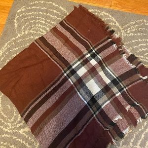 Maroon plaid blanket scarf